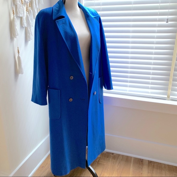 Alorna Jackets & Blazers - Vintage Electric Blue Long Wool Coat by Alorna